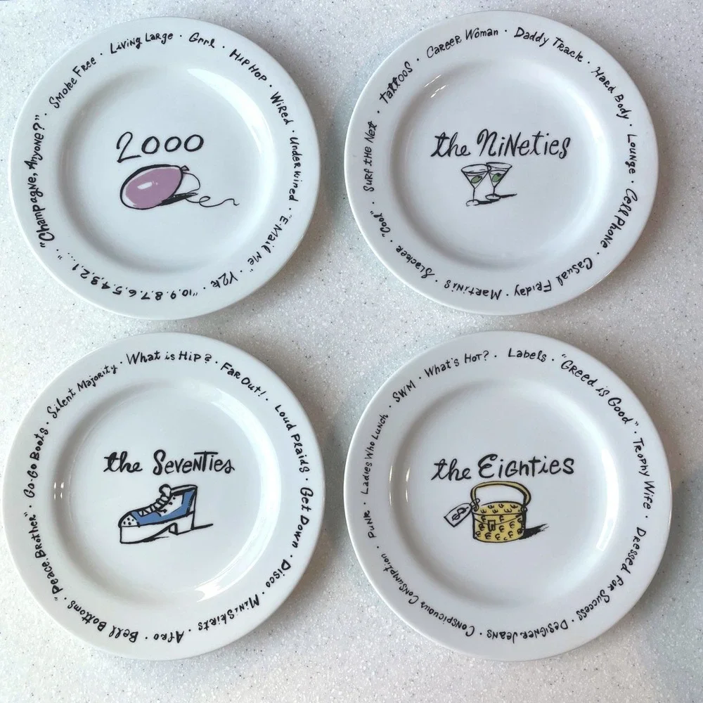 Y2K Pottery Barn Decade Plates Complete Set of 12 1900s Through The Future 8 in